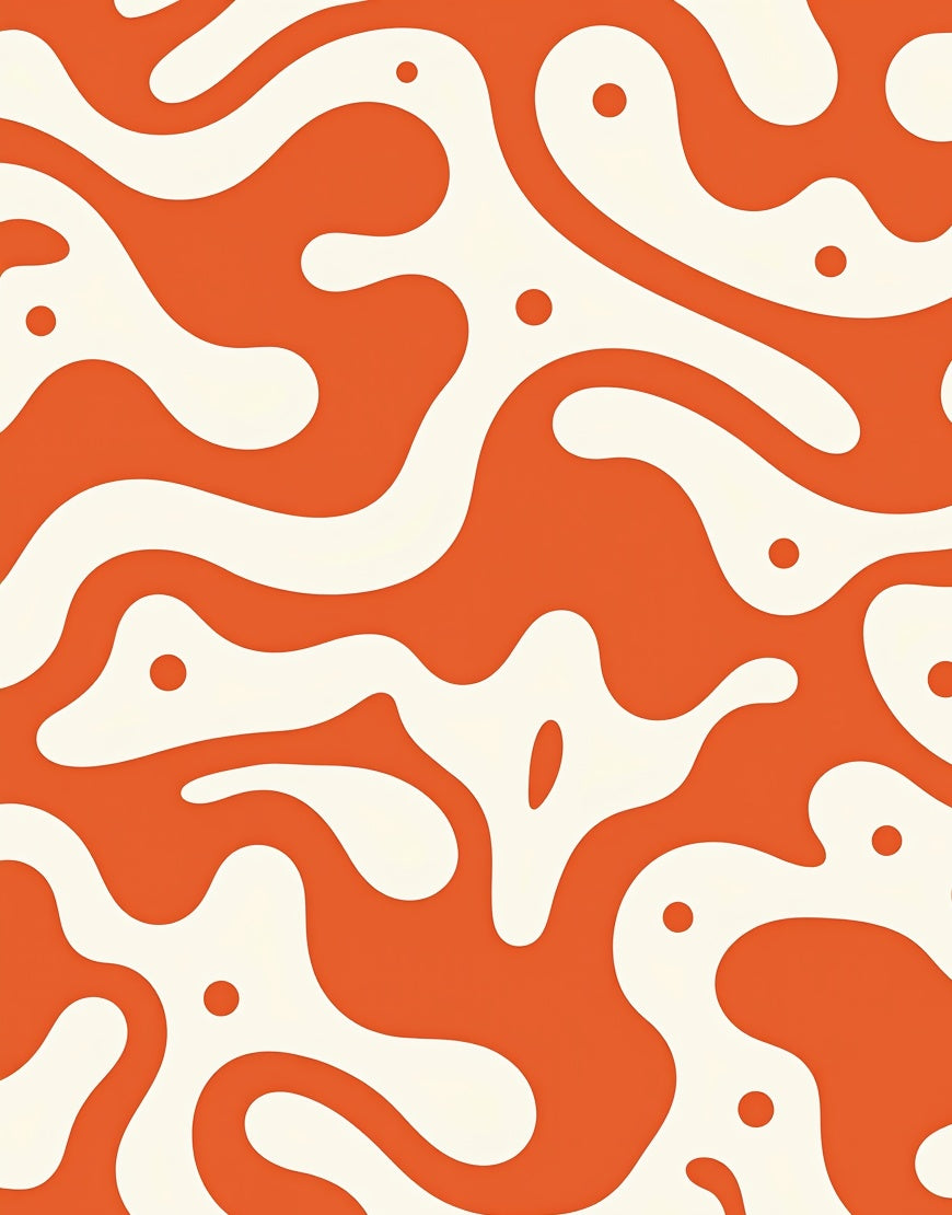 Organic Abstract Orange Cream Pattern Rug