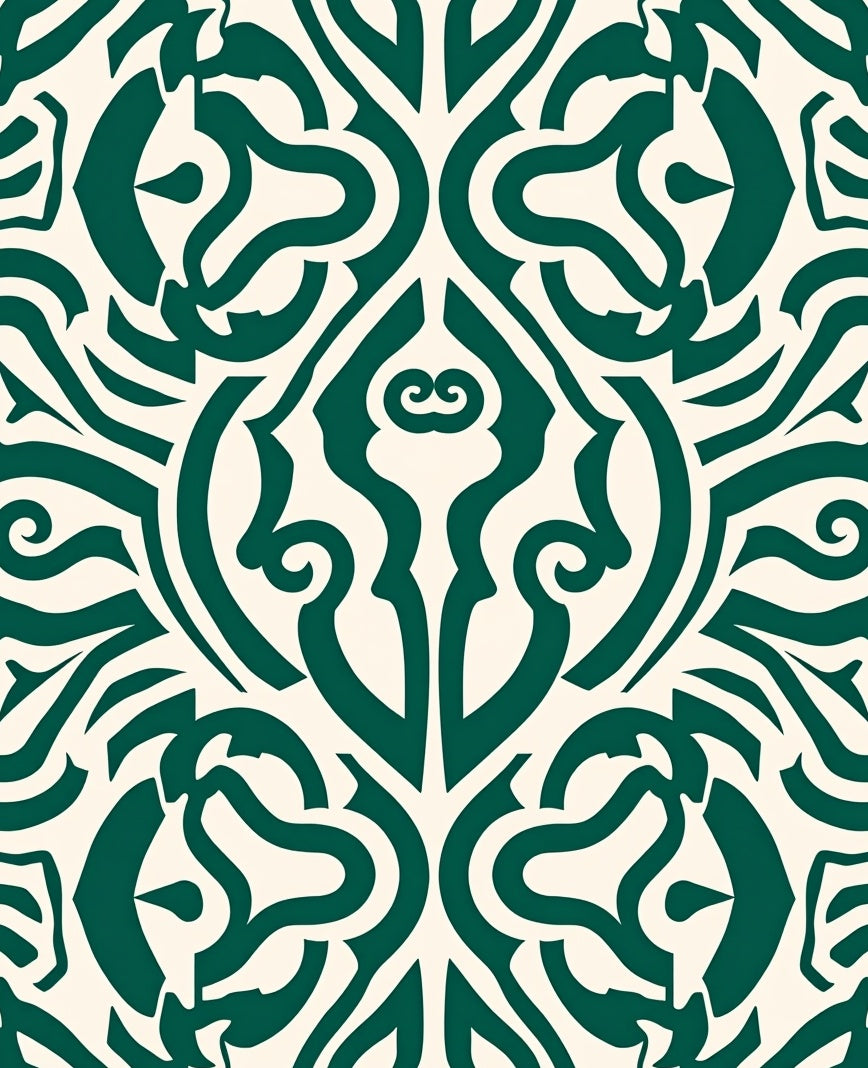 Classic Dark Green Abstract Pattern Rug