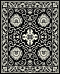 Classic Black Floral Vine Pattern Rug