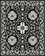 Classic Black Floral Vine Pattern Rug