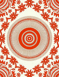 Red Floral Sunburst Mandala Design Rug