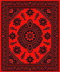 Red Floral Medallion Border Design Rug