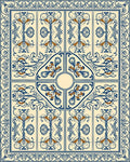 Ornate Blue Floral Medallion Tapestry Rug