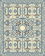 Ornate Blue Floral Medallion Tapestry Rug