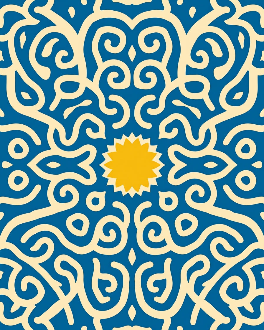 Radiant Sun Swirl Pattern Rug