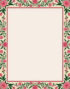 Floral Vine Patterned Border Design Rug