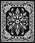 Floral Mandala Black White Intricate Rug