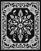 Floral Mandala Black White Intricate Rug