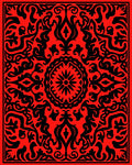Radiant Red Black Medallion Pattern Rug