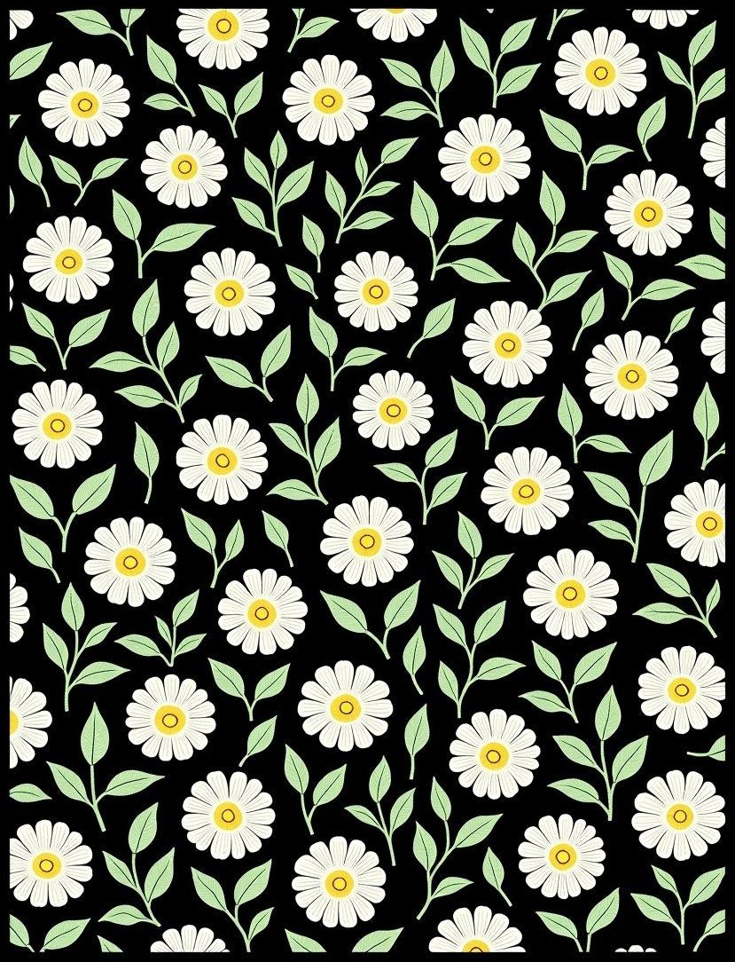 Classic White Daisy Floral Pattern Rug