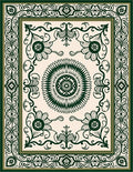 Dark Green Floral Medallion Intricate Design Rug