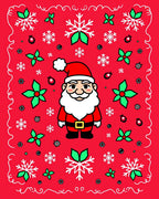 Jolly Santa Claus Snowflake Christmas Rug