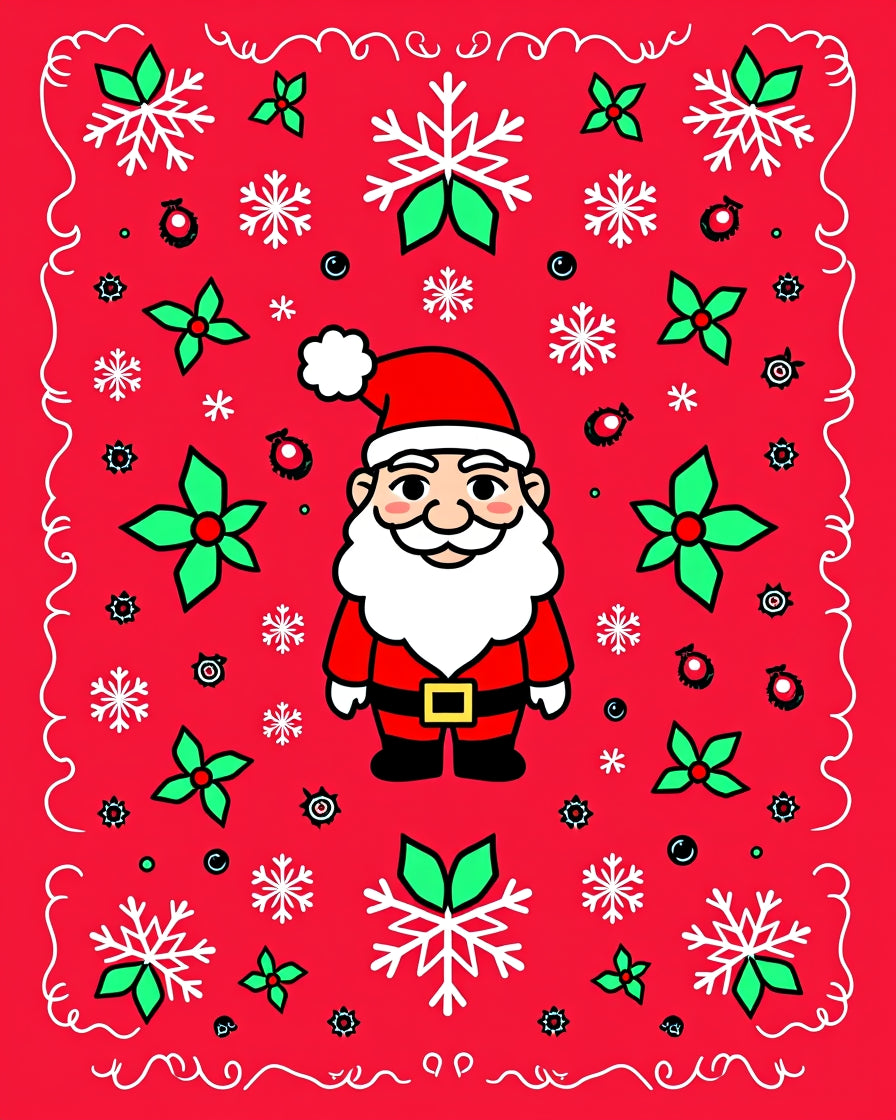 Jolly Santa Claus Snowflake Christmas Rug