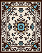 Ornate Floral With Blue Accents Rug