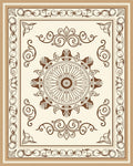 Brown Floral Mandala Border Design Rug