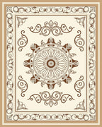 Brown Floral Mandala Border Design Rug