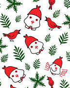Whimsical Red Bird Leaf Medley Rug