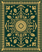 Elegant Gold Floral Patterned Rug