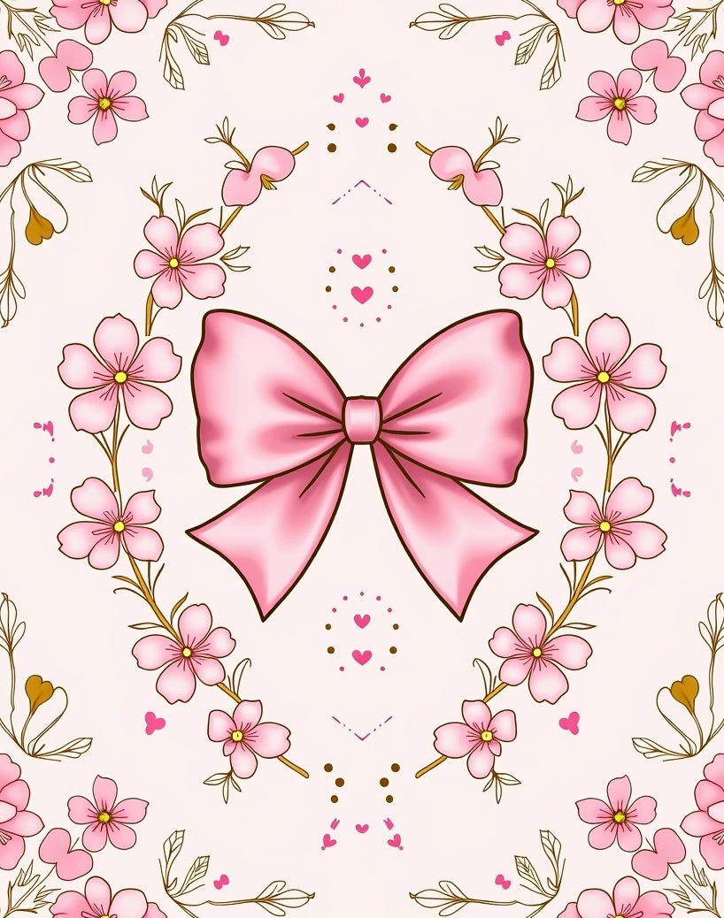 Pink Cherry Blossom Bow Design Rug