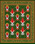 Green Red Yellow Character Border Rug