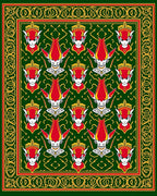 Green Red Yellow Character Border Rug