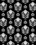 Ornate Black White Floral Pattern Rug