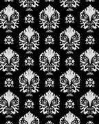 Ornate Black White Floral Pattern Rug