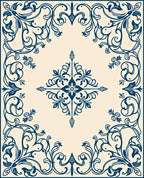 Ornate Floral Scroll Pattern Design Rug