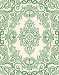Green Swirls Classic Damask Pattern Rug