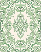 Green Swirls Classic Damask Pattern Rug