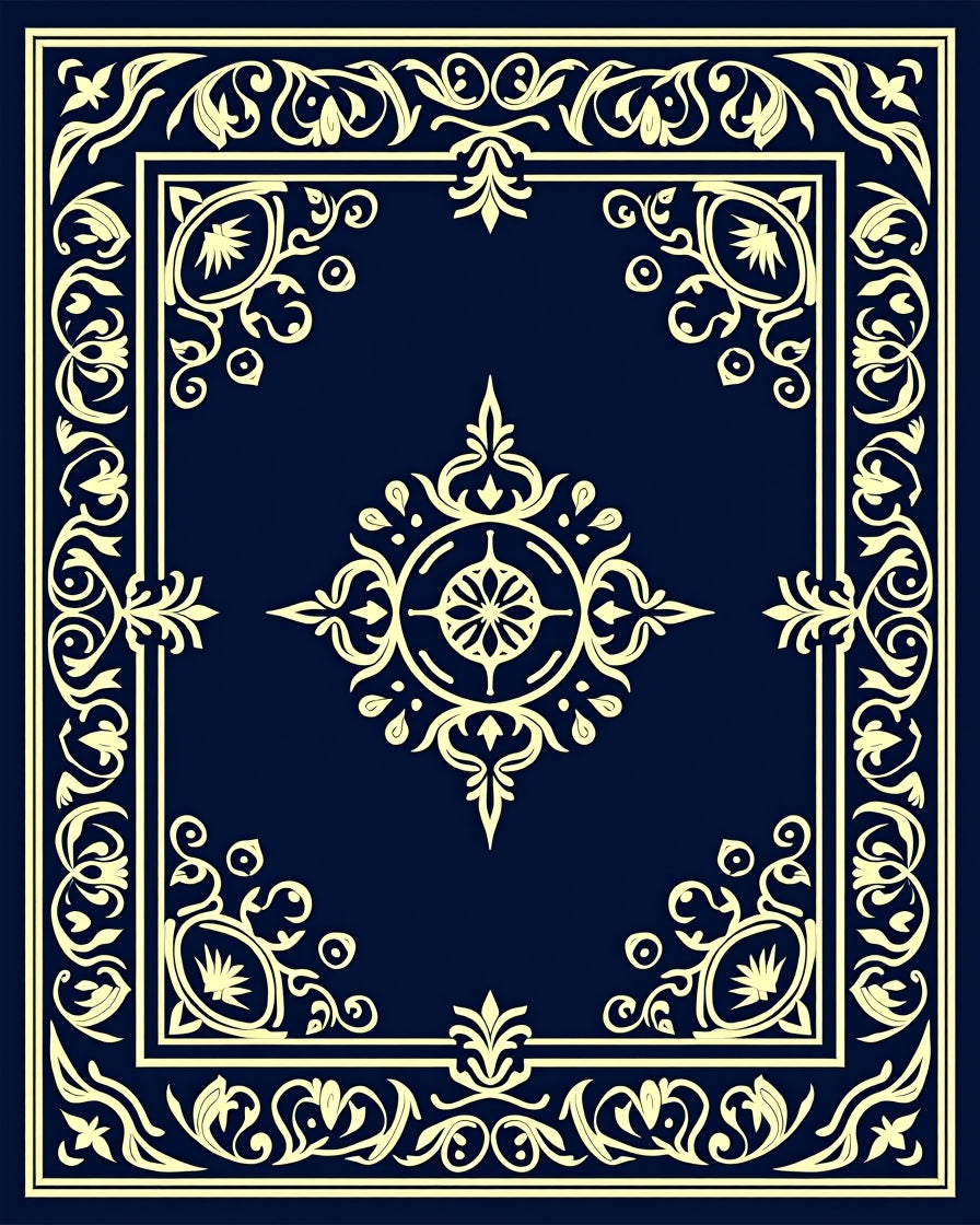 Classic Elaborate Floral Border Design Rug