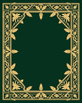 Elaborate Gold Floral Frame Pattern Rug