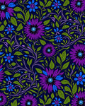Ornate Purple Blue Floral Vines Rug