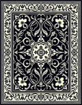 Classic Black Cream Floral Intricate Design Rug