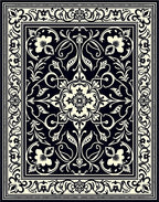 Classic Black Cream Floral Intricate Design Rug
