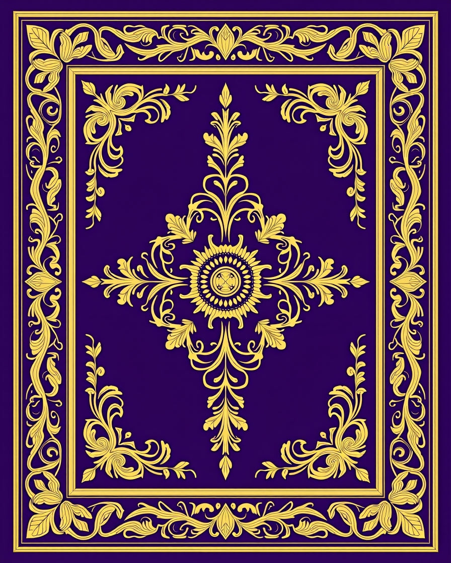 Rich Gold Floral Medallion Decorative Rug