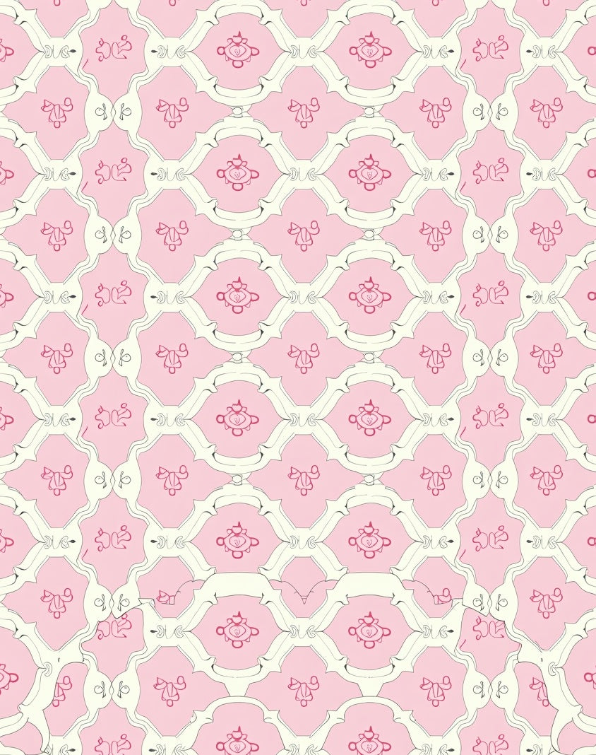Fanciful Pink Lattice Design Rug