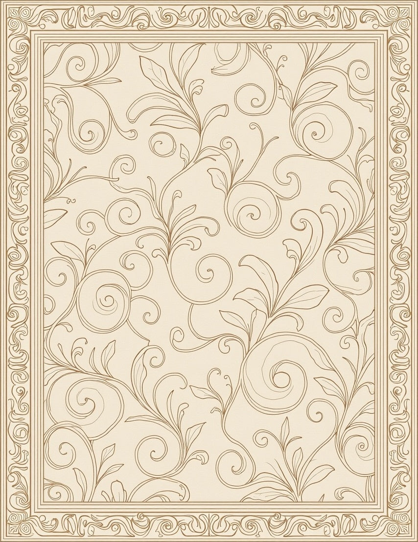 Elegant Scrollwork Floral Pattern Rug