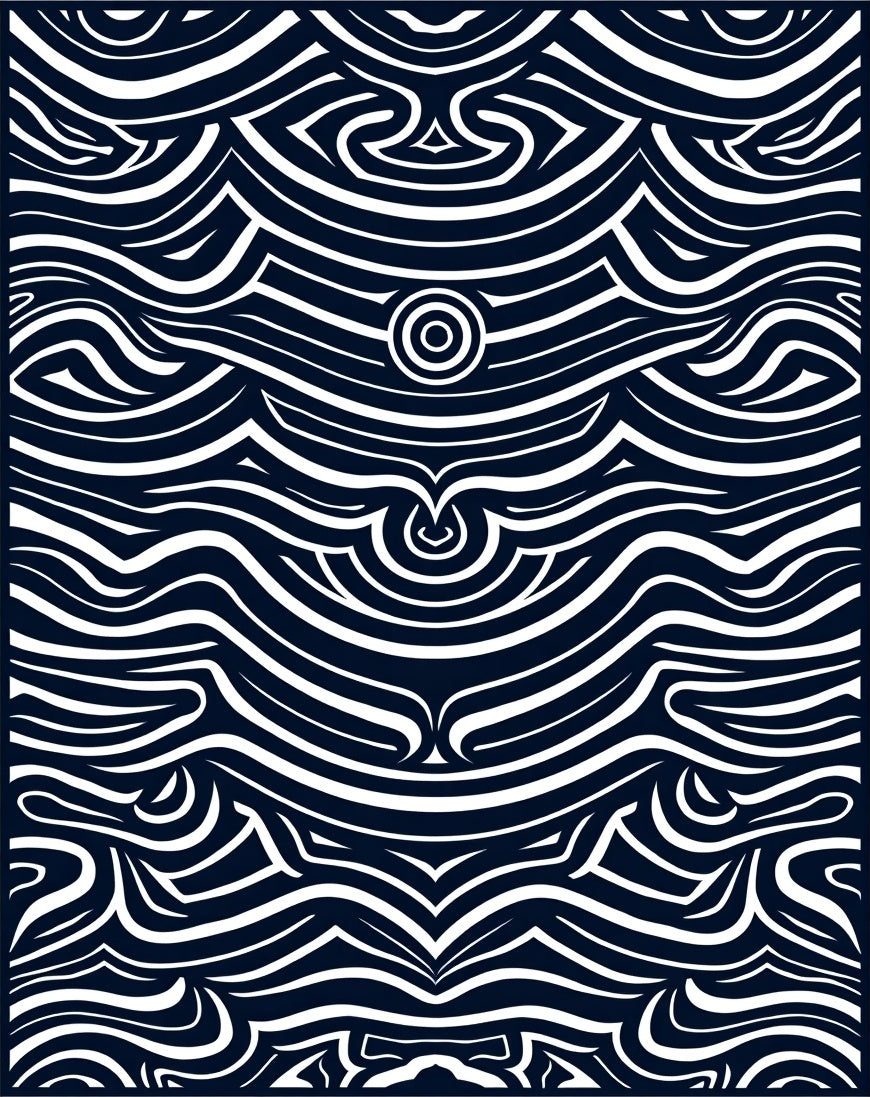 Wavy Graphic Contrast Abstract Rug