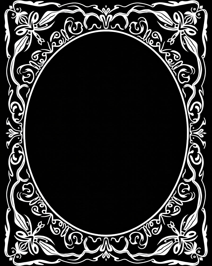 Ornate Floral Swirl Oval Border Rug