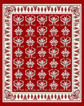 Elegant Red White Floral Pattern Rug