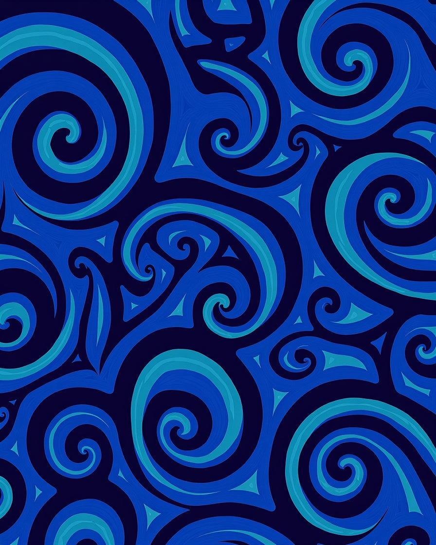 Deep Blue Swirl Pattern Rug