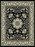Classic Black Cream Floral Design Rug