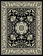 Classic Black Cream Floral Design Rug