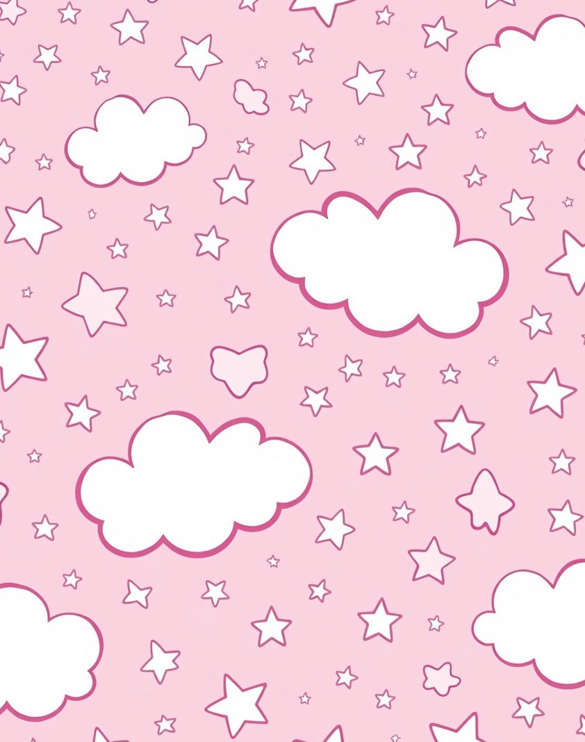 Pink Sky Clouds Stars Pattern Rug