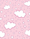 Pink Sky Clouds Stars Pattern Rug