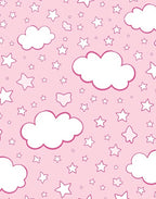 Pink Sky Clouds Stars Pattern Rug