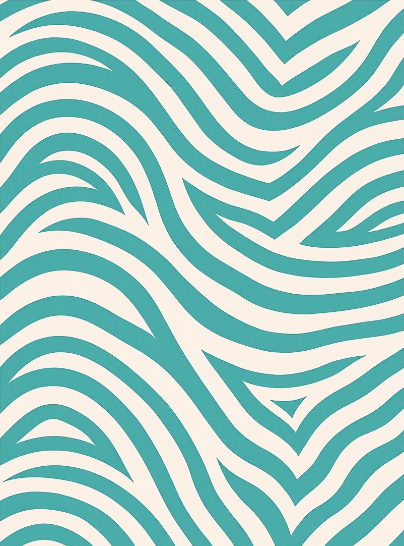 Aqua Cream Sweeping Stripe Pattern Rug