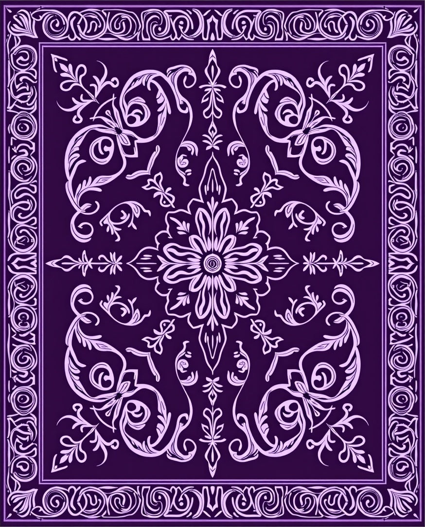Elegant Floral Scroll Pattern Rug
