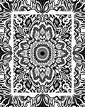 Black White Intricate Floral Mandala Pattern Rug